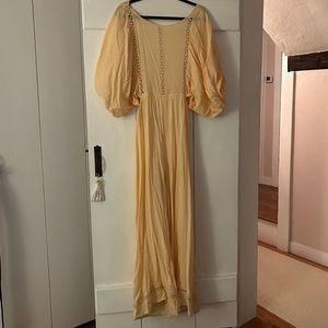Free People Size Large Cream Jumpsuit with Tie Back